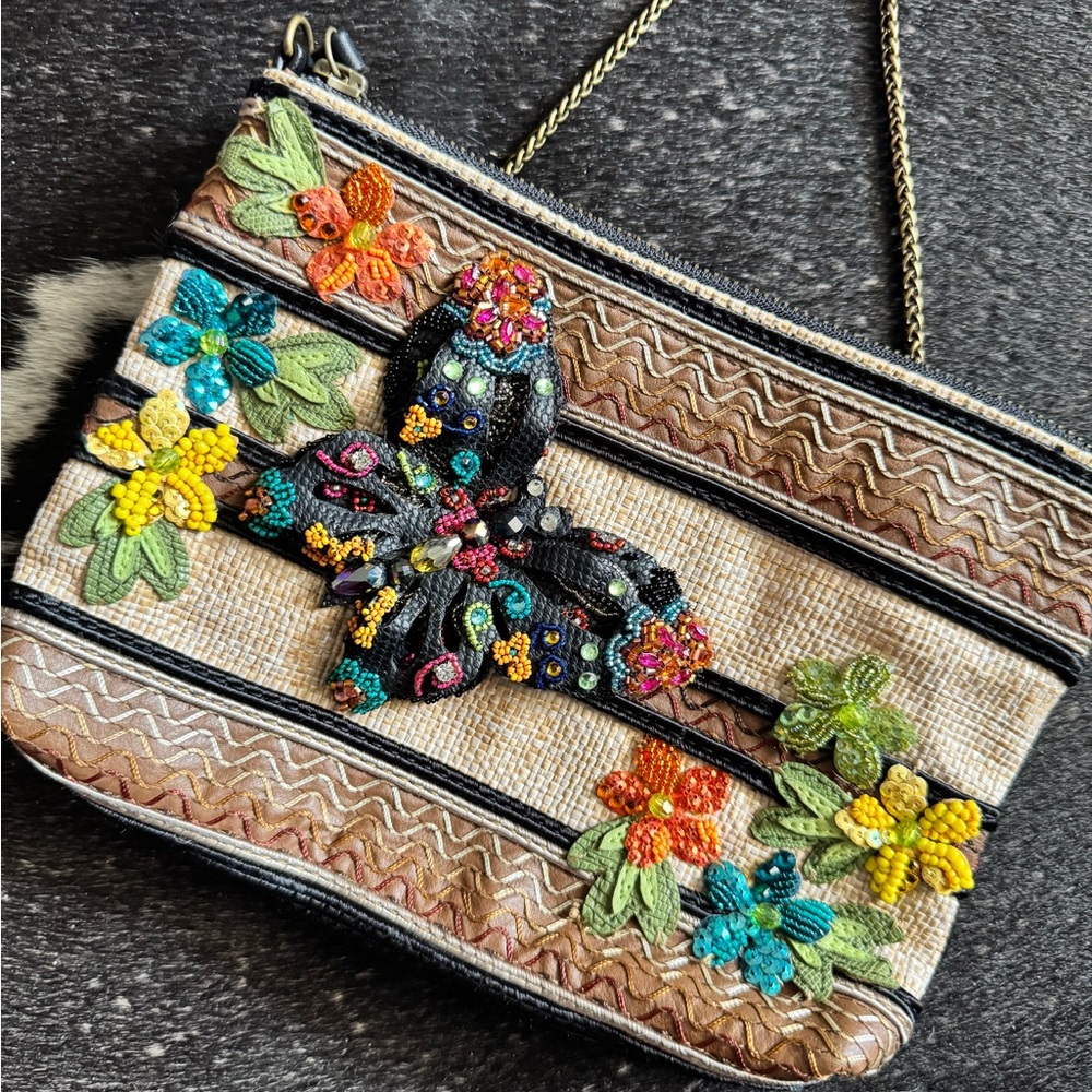 Embroidered Floral Clutch Bag
